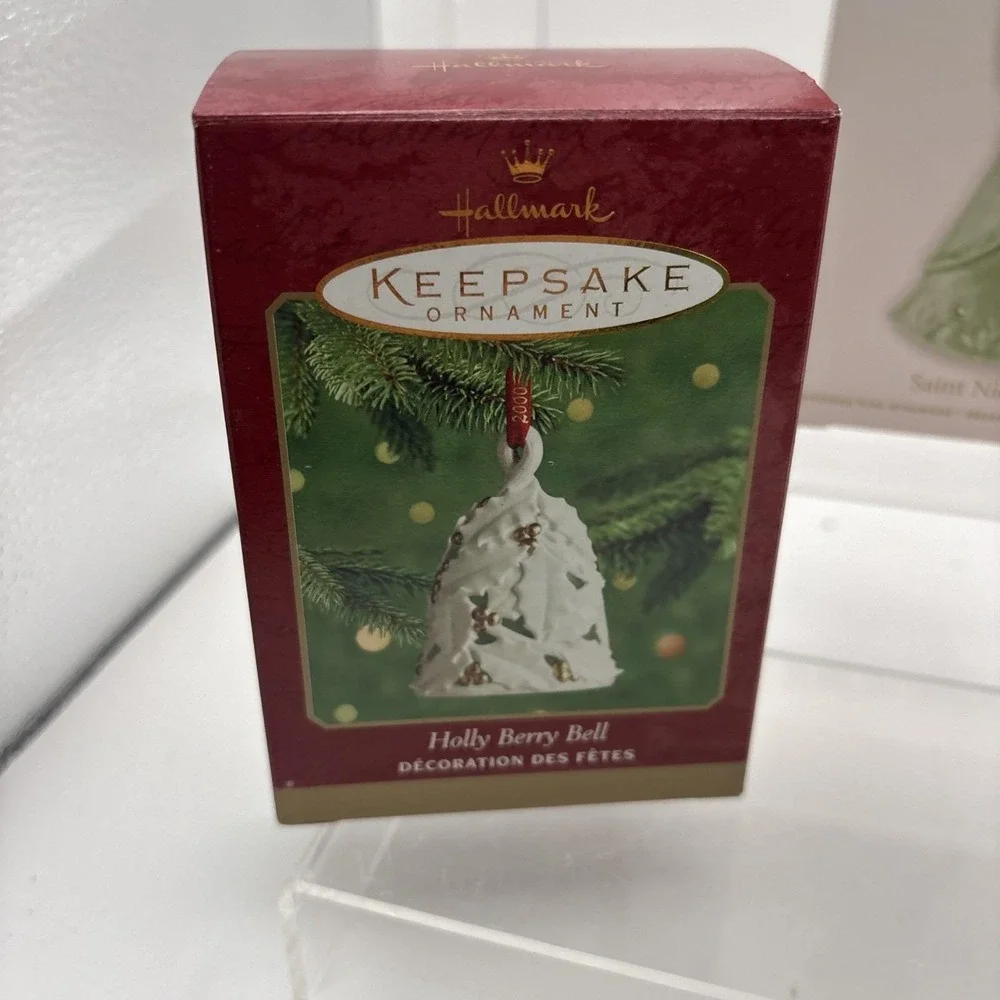 Hallmark Keepsake Ornaments~Lot of 3~Holly Berry Bell, Snowflake, and St. Nichol